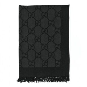 Gucci Dark Gray Wool Cashmere Blanket Throw GG Guccisima